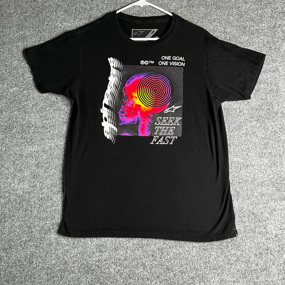 Alpinestars Seek The Fast Skull Graphic T-Shirt Men M Black One Goal Vision Race